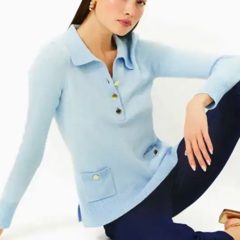 NWOT Lilly Pulitzer Jette Tunic Sweater Women’s Size Large Bonaire Blue